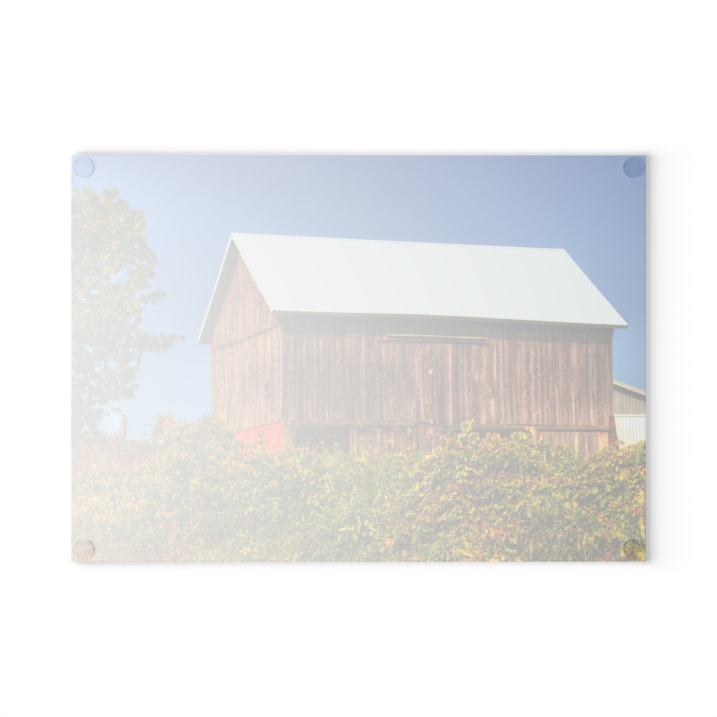 U R There Photography Hilltop High Grey Rustic Farmhouse Tempered-Glass Cutting Board