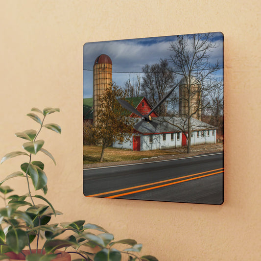 Rustic Farmhouse Wall Clock featuring Newark Road Red