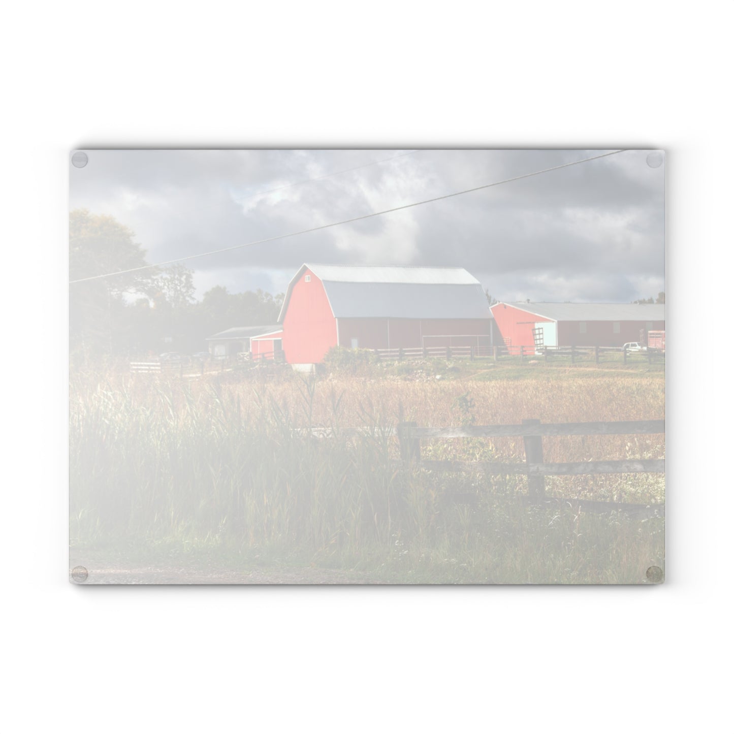 U R There Photography Beyond the Fence on Richfield Road Rustic Farmhouse Tempered-Glass Cutting Board