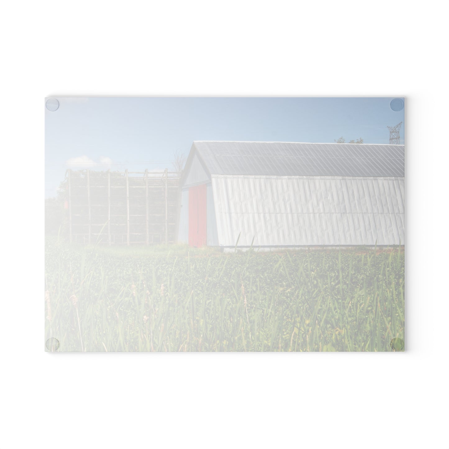 U R There Photography Montrose Farm II Rustic Farmhouse Tempered-Glass Cutting Board