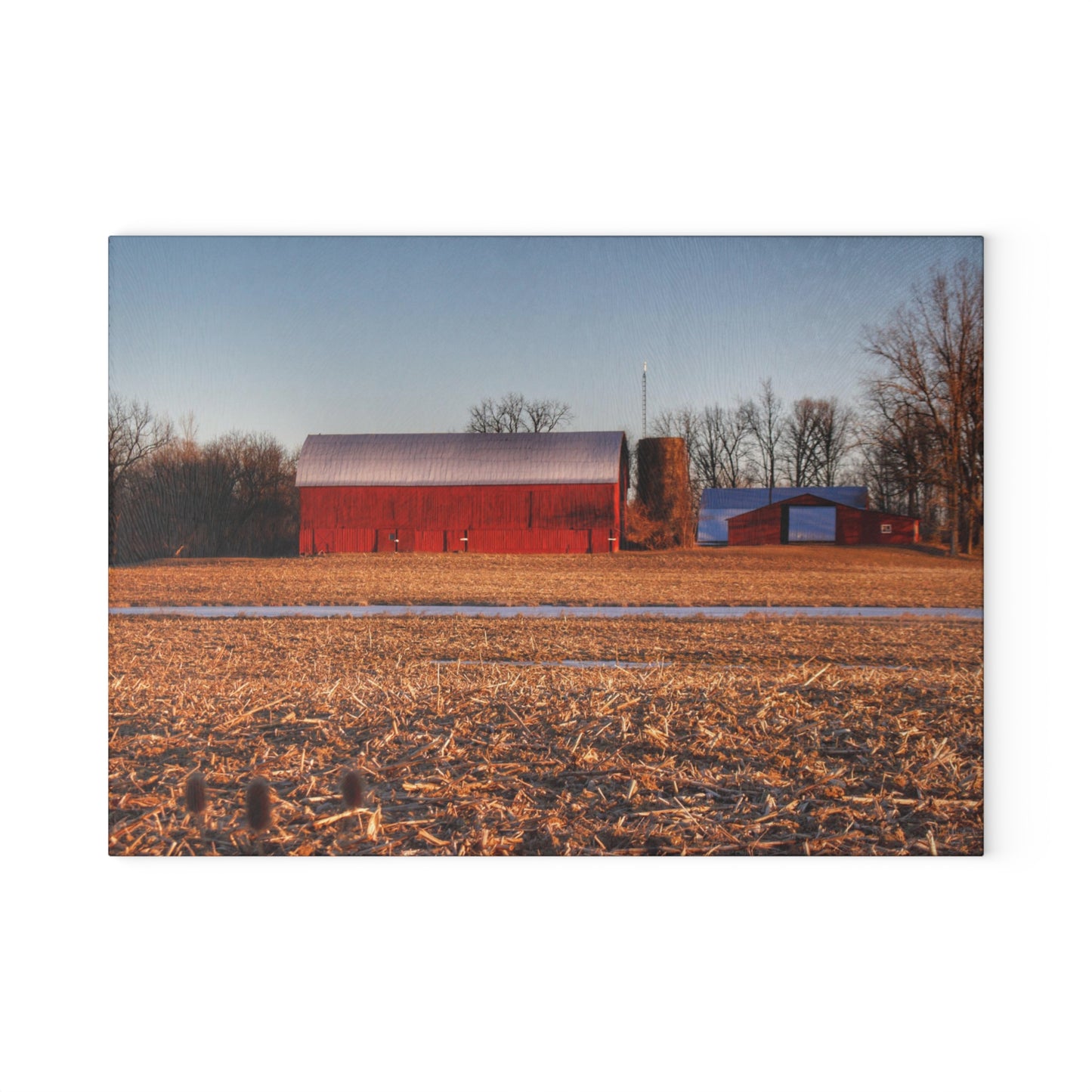U R There Photography Early Spring on Catlin Road Rustic Farmhouse Tempered-Glass Cutting Board