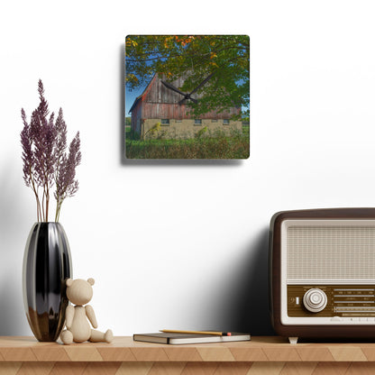 U R There Photography Byington Road Red I Rustic Farmhouse Acrylic Analog Wall Clock