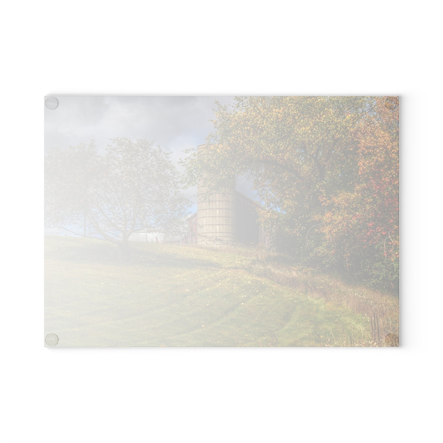 U R There Photography M-24 Hilltop Grey Rustic Farmhouse Tempered-Glass Cutting Board