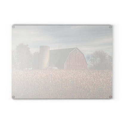 U R There Photography Shepard Road Red Rustic Farmhouse Tempered-Glass Cutting Board