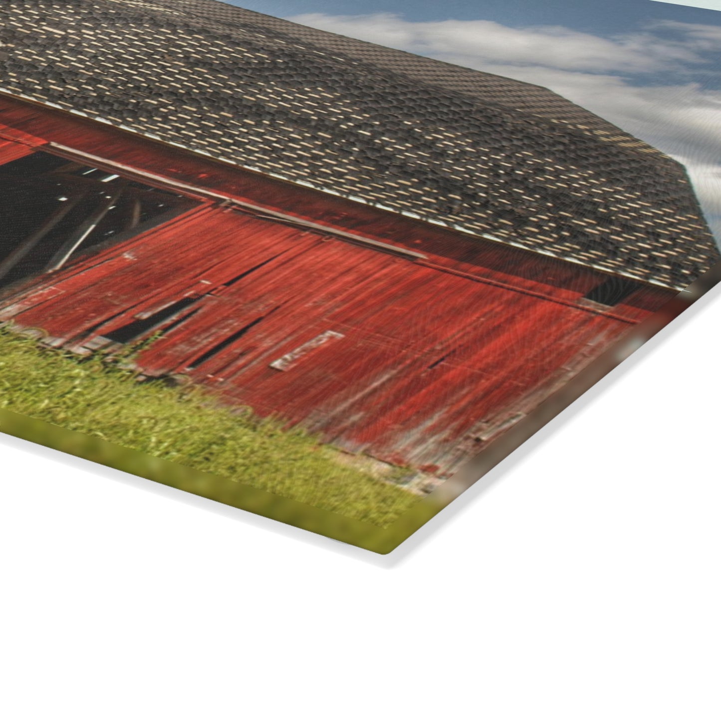 U R There Photography Hollenbeck Road Red I Rustic Farmhouse Tempered-Glass Cutting Board