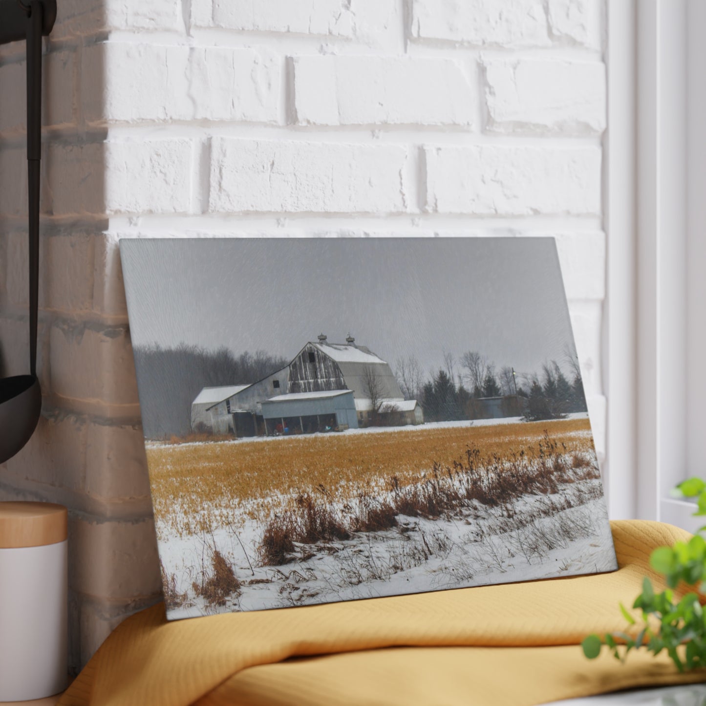 U R There Photography Argyle Road Grey Rustic Farmhouse Tempered-Glass Cutting Board