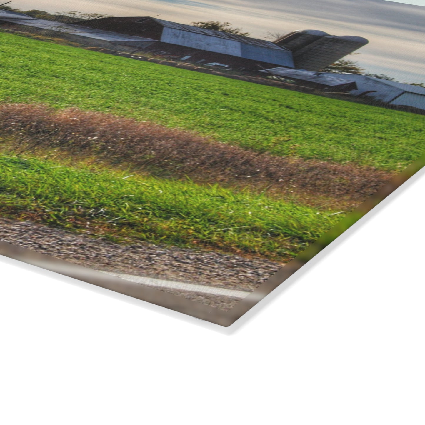 U R There Photography Shepard Road Farm I Rustic Farmhouse Tempered-Glass Cutting Board
