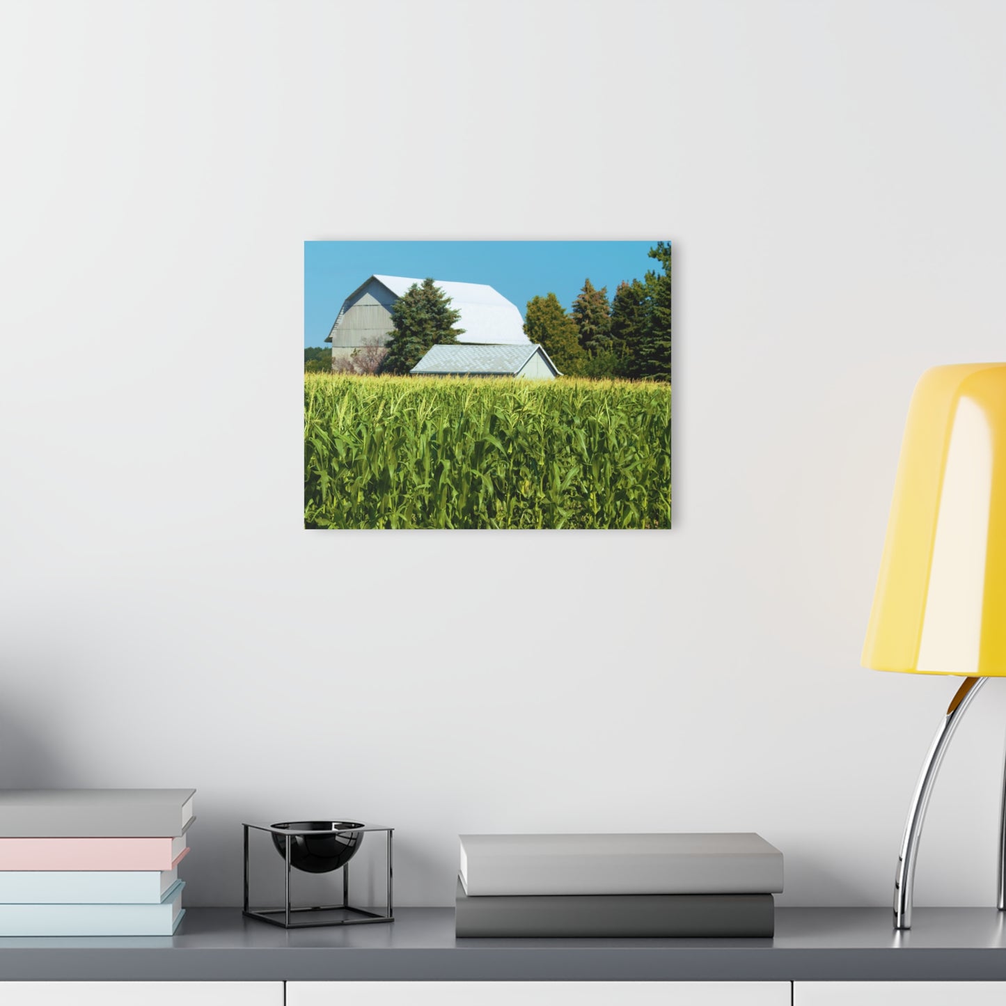 U R There Photography White Cornfield Barn Rustic Farmhouse Acrylic Wall Print