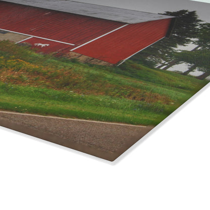 U R There Photography Brown Road Horse Barn I Rustic Farmhouse Tempered-Glass Cutting Board