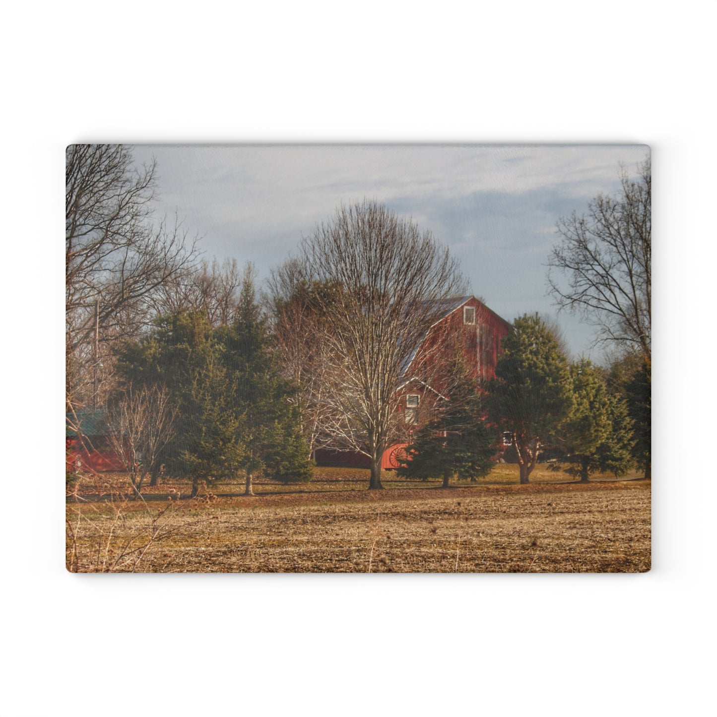 U R There Photography Irish Road Hidden Red Rustic Farmhouse Tempered-Glass Cutting Board