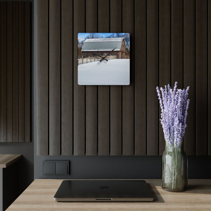 U R There Photography Morgan Lanes Cedar Shack Barn Rustic Farmhouse Acrylic Analog Wall Clock
