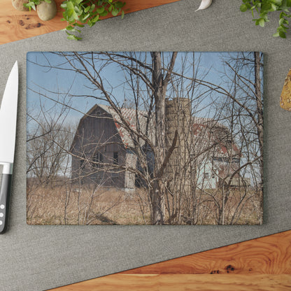 U R There Photography Hill Road Hidden Grey III Rustic Farmhouse Tempered-Glass Cutting Board