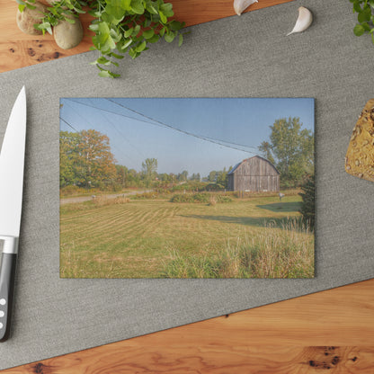 U R There Photography Snover Grey II Rustic Farmhouse Tempered-Glass Cutting Board