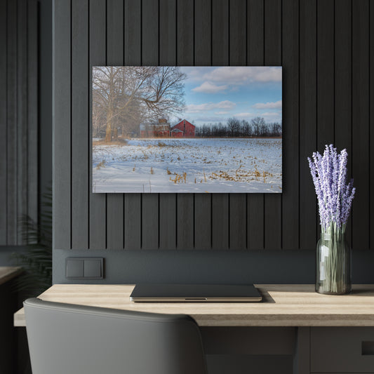 Rustic Farmhouse Wall Print Featuring Across Barnes Roads Frozen Corn Field
