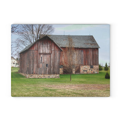 U R There Photography Millington Road Stone Grey Rustic Farmhouse Tempered-Glass Cutting Board