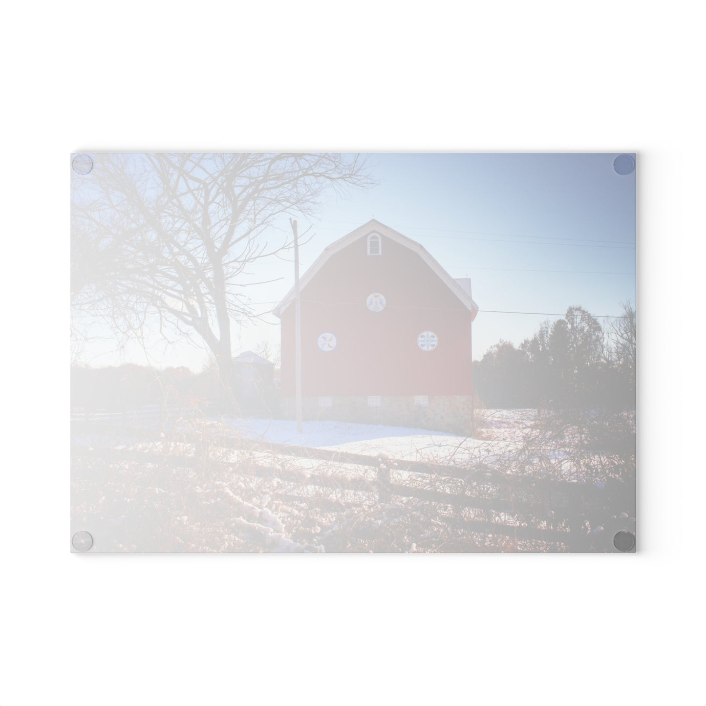 U R There Photography Groveland Red Rustic Farmhouse Tempered-Glass Cutting Board
