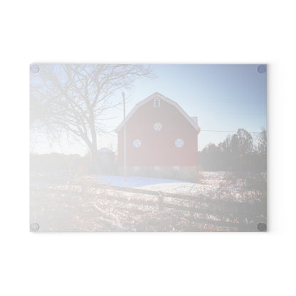 U R There Photography Groveland Red Rustic Farmhouse Tempered-Glass Cutting Board