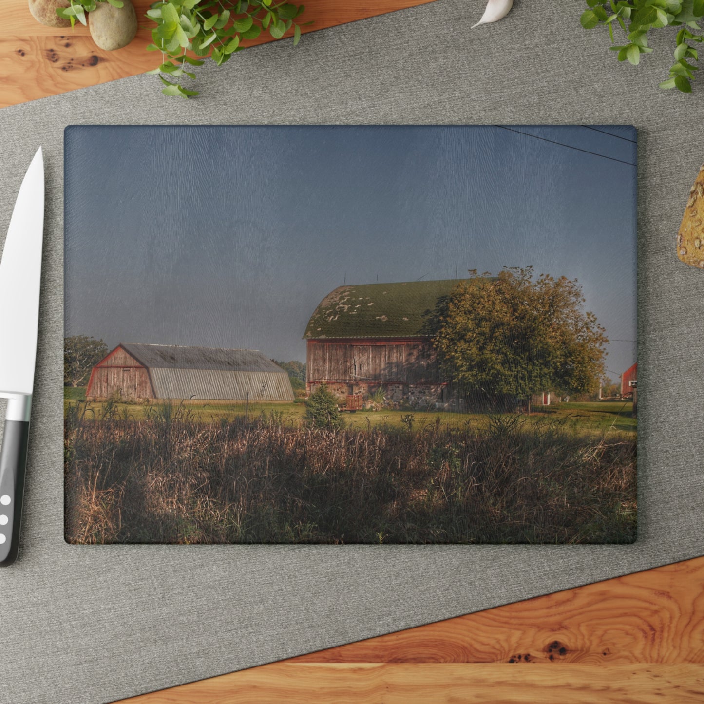 Barn Boutique Rustic Tempered-Glass Cutting Board| Summers Road Reds