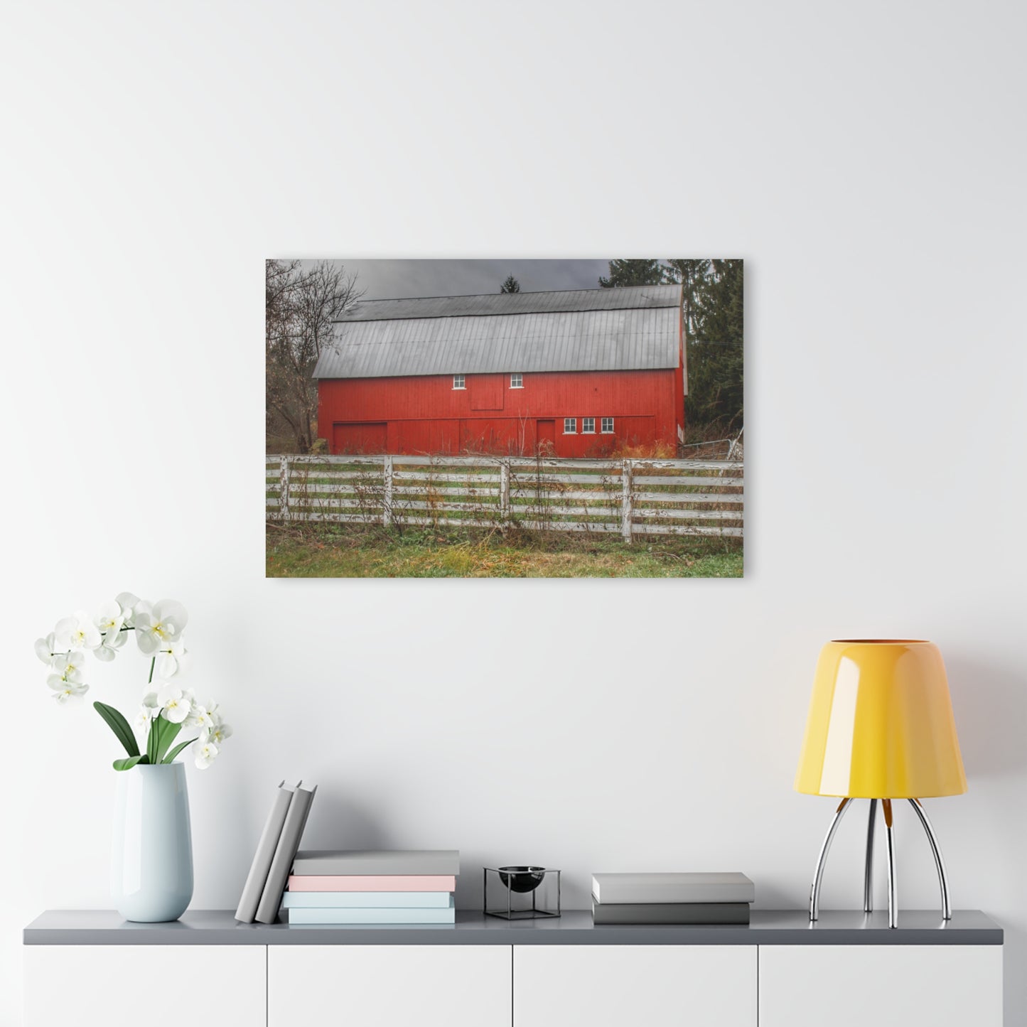 U R There Photography Corralled Red Rustic Farmhouse Acrylic Wall Print