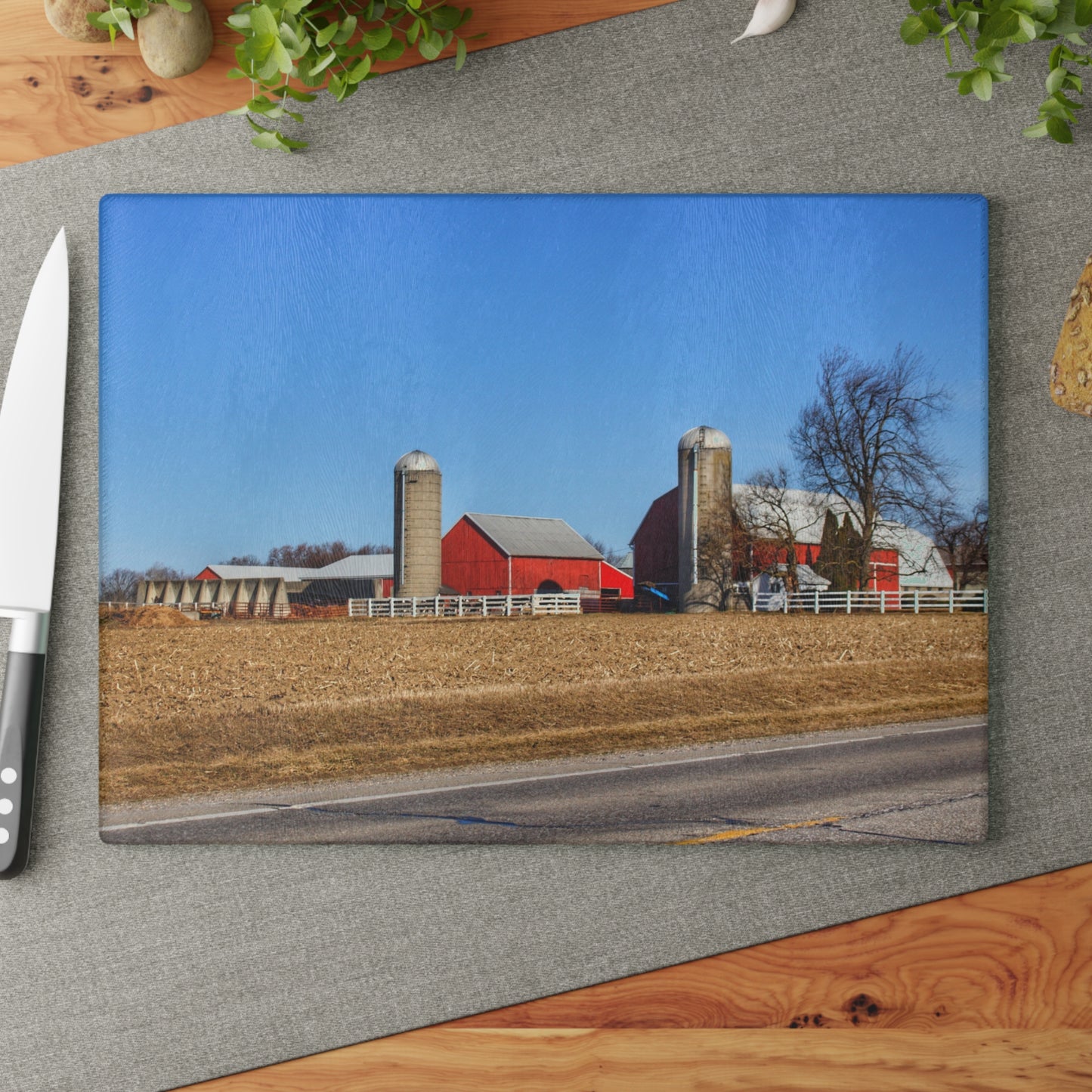 U R There Photography Marlette Reds Rustic Farmhouse Tempered-Glass Cutting Board