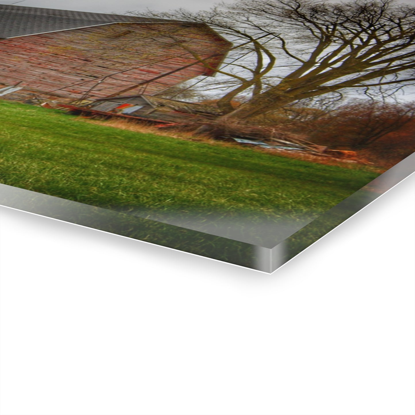 U R There Photography Ashley Drive Fieldstone Red Rustic Farmhouse Acrylic Wall Print