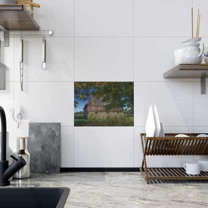 U R There Photography Byington Road Red I Rustic Farmhouse Decorative Ceramic Tile