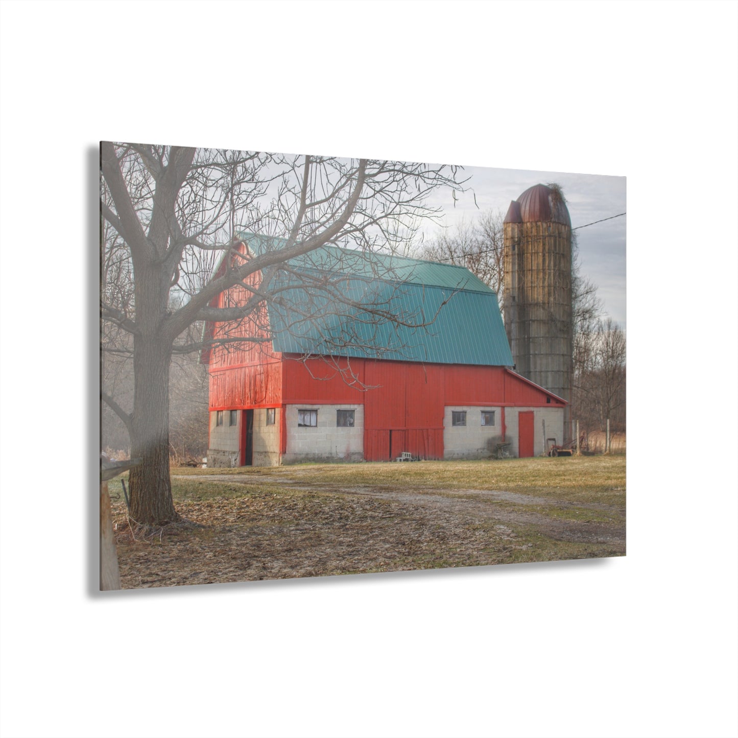 U R There Photography Wilson Road Red and Silo I Rustic Farmhouse Acrylic Wall Print