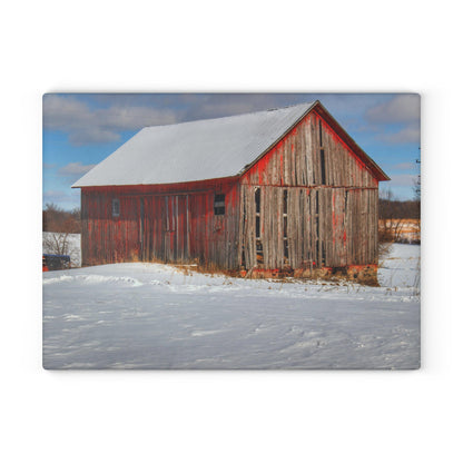 U R There Photography Barnes Road Little Red I Rustic Farmhouse Tempered-Glass Cutting Board