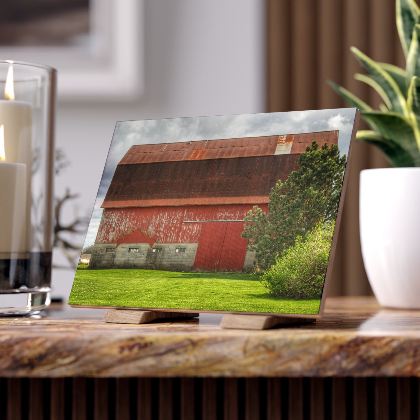 U R There Photography Big Rusted Red Rustic Farmhouse Decorative Ceramic Tile