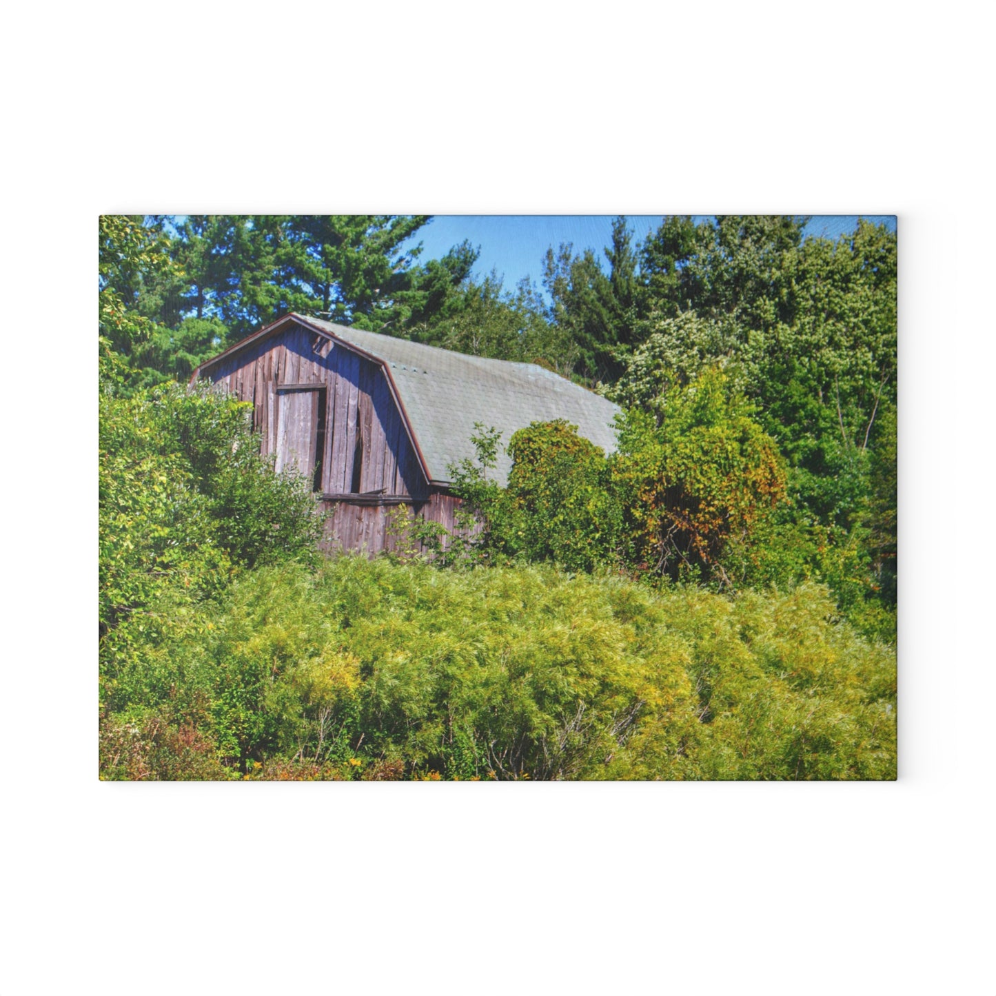 U R There Photography Saginaw Road Hidden Grey Rustic Farmhouse Tempered-Glass Cutting Board