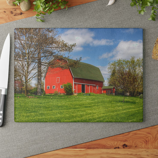 U R There Photography Barber Road Red Rustic Farmhouse Tempered-Glass Cutting Board