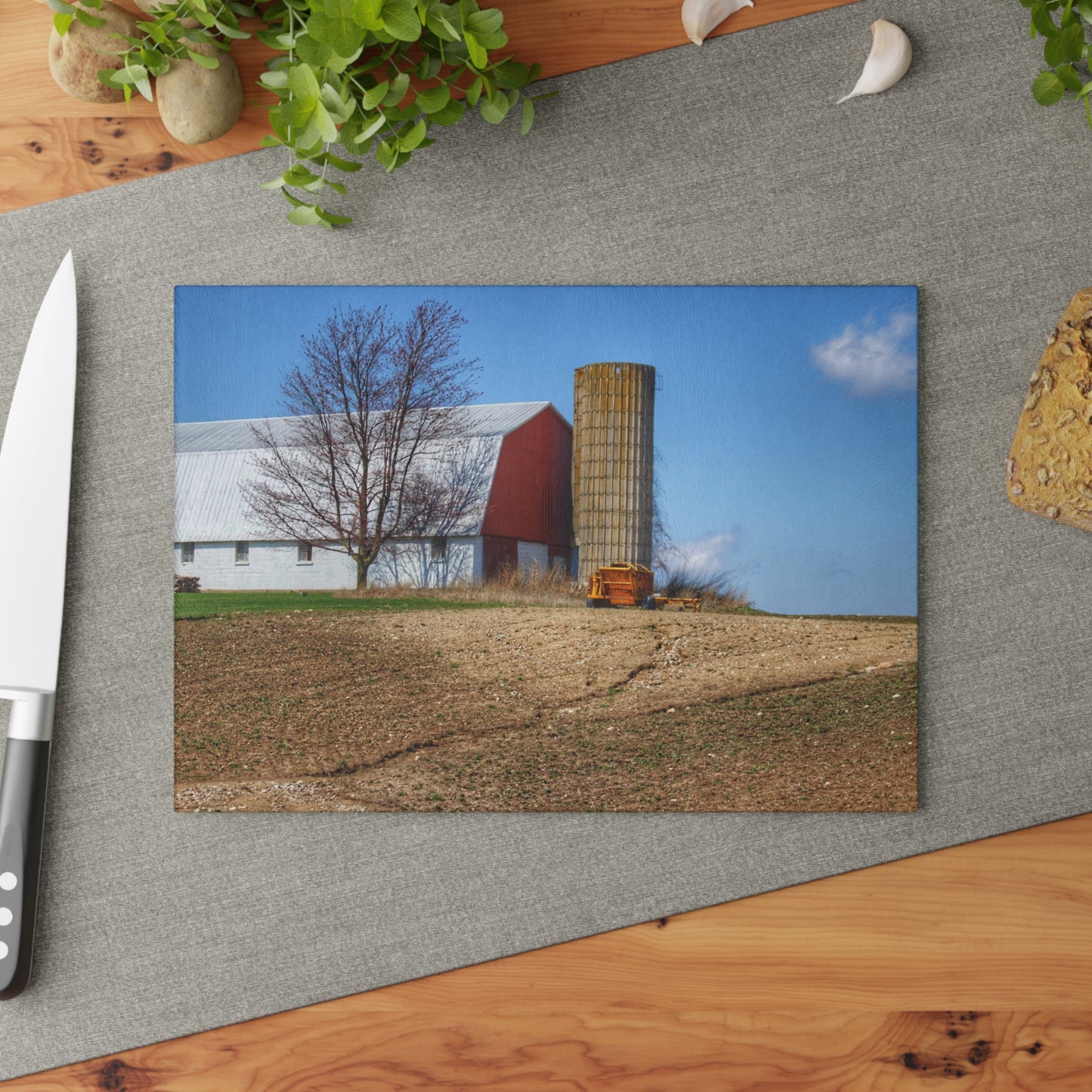U R There Photography Shay Lake Red Rustic Farmhouse Tempered-Glass Cutting Board