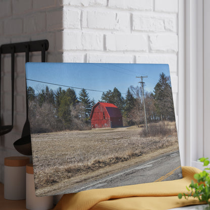 U R There Photography Maple Grove Little Red Rustic Farmhouse Tempered-Glass Cutting Board