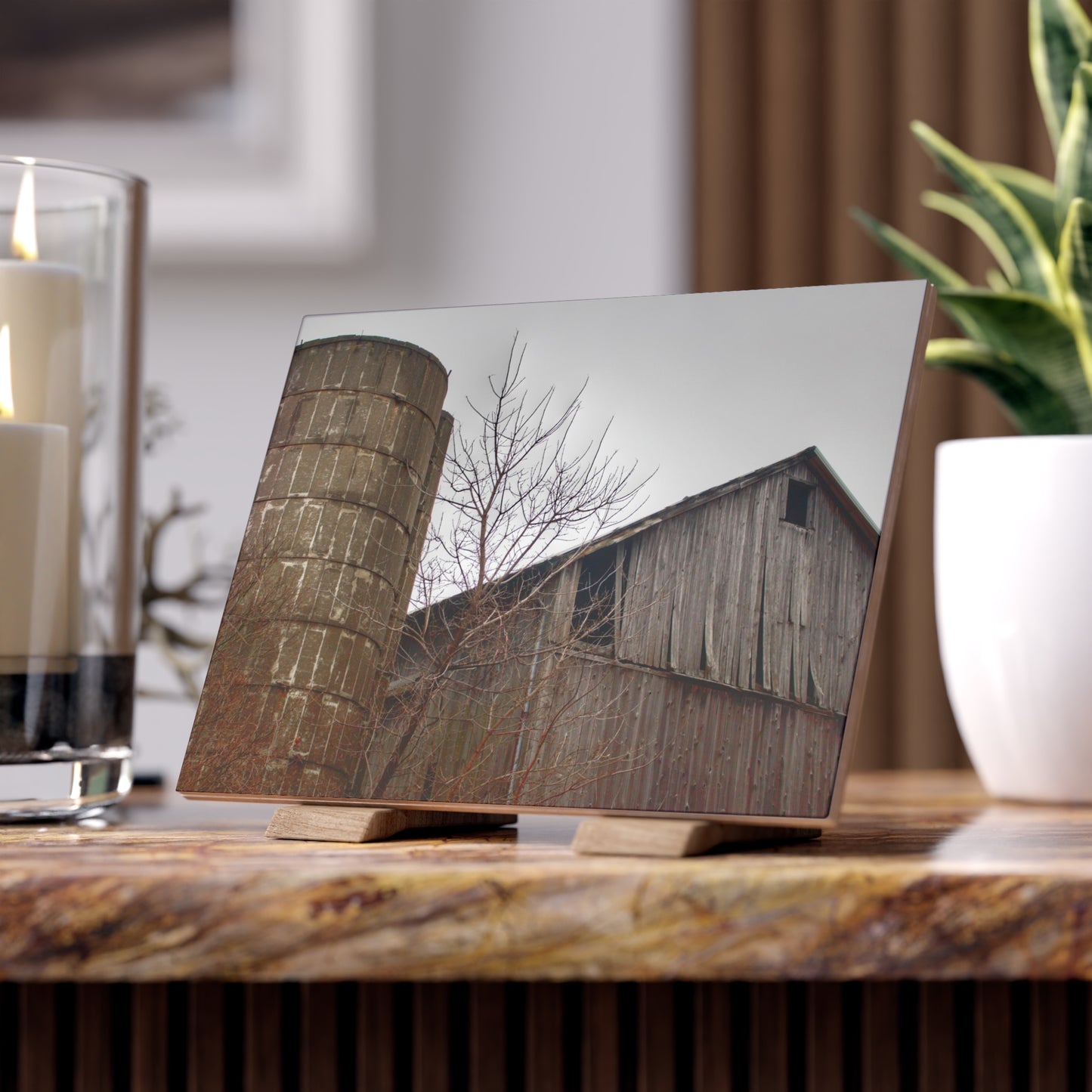 U R There Photography Brandon Hill Grey Rustic Farmhouse Decorative Ceramic Tile