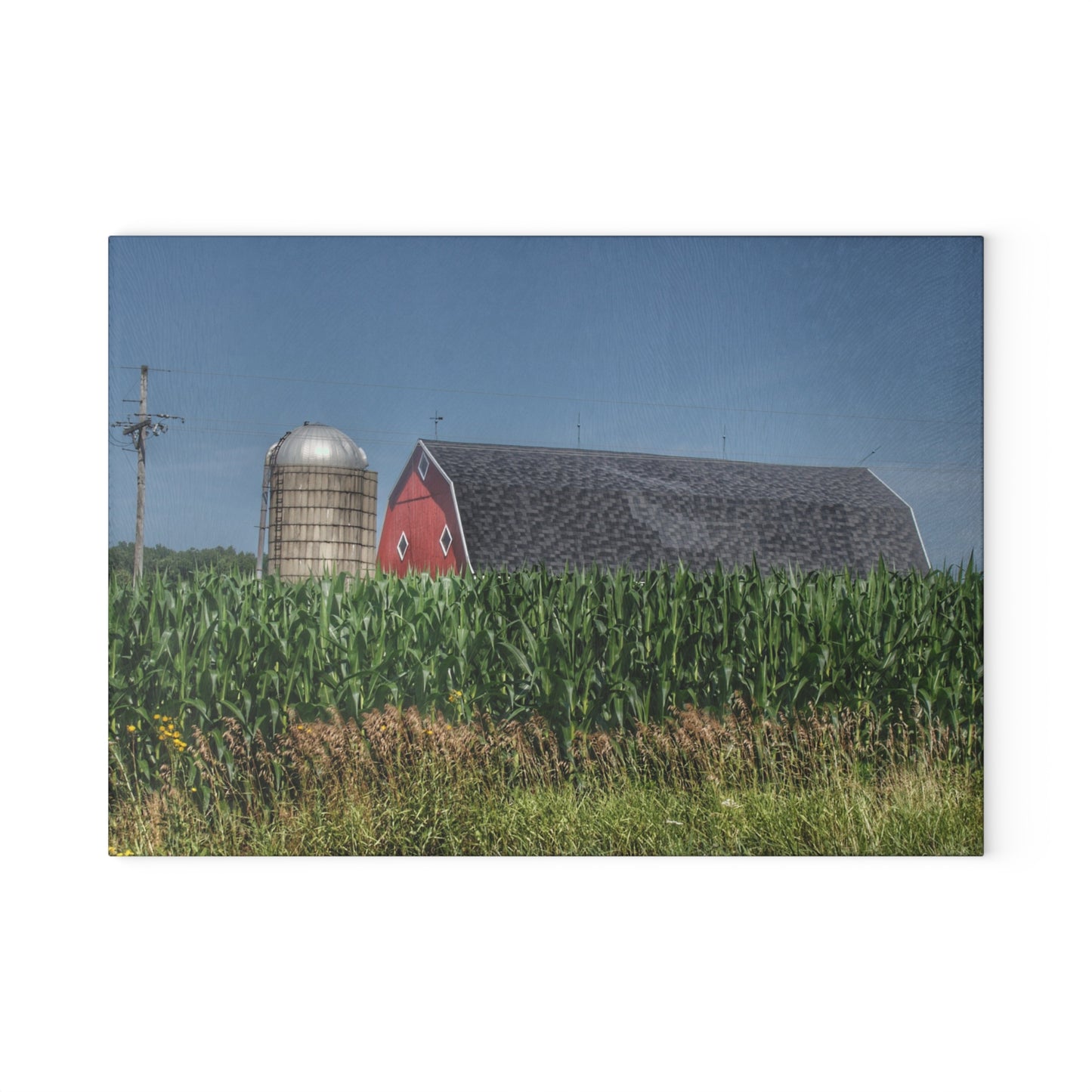 U R There Photography North Lake Pleasant Red Above the Corn Rustic Farmhouse Tempered-Glass Cutting Board