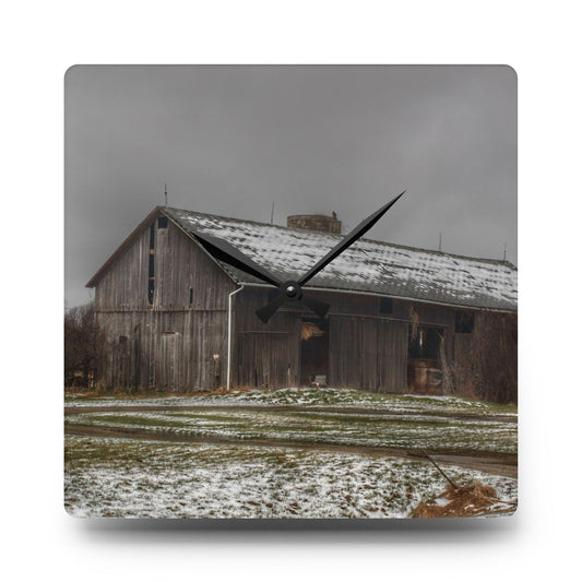 U R There Photography Wilder Road Grey III Rustic Farmhouse Acrylic Analog Wall Clock 10.75'' × 10.75'' (Square)