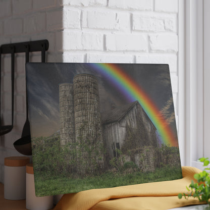 U R There Photography Somewhere Under the Rainbow Rustic Farmhouse Tempered-Glass Cutting Board
