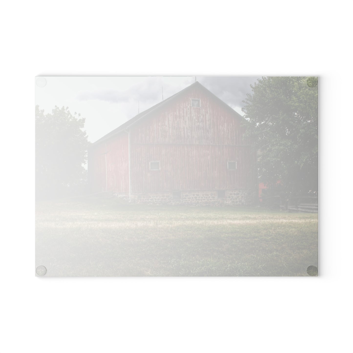 U R There Photography Five Lakes Red II Rustic Farmhouse Tempered-Glass Cutting Board