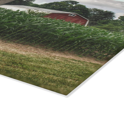 U R There Photography Scotch Settlement Reds Rustic Farmhouse Tempered-Glass Cutting Board