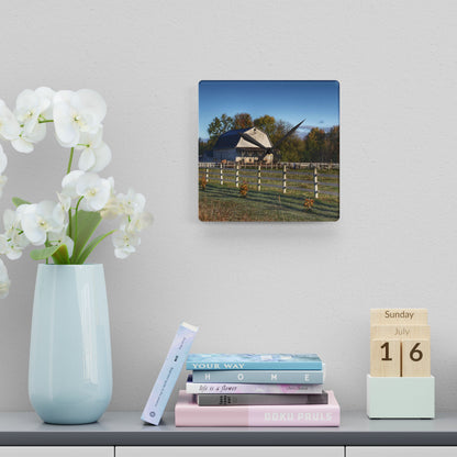U R There Photography Dayton Road White Rustic Farmhouse Acrylic Analog Wall Clock
