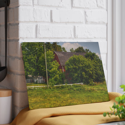 U R There Photography Hidden Red Beyond the Fence Rustic Farmhouse Tempered-Glass Cutting Board