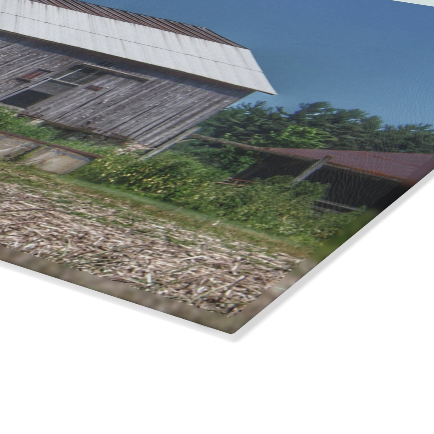 U R There Photography Millington Road Grey Rustic Farmhouse Tempered-Glass Cutting Board