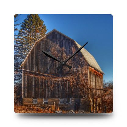 U R There Photography Newark Road Brown Beauty Rustic Farmhouse Acrylic Analog Wall Clock