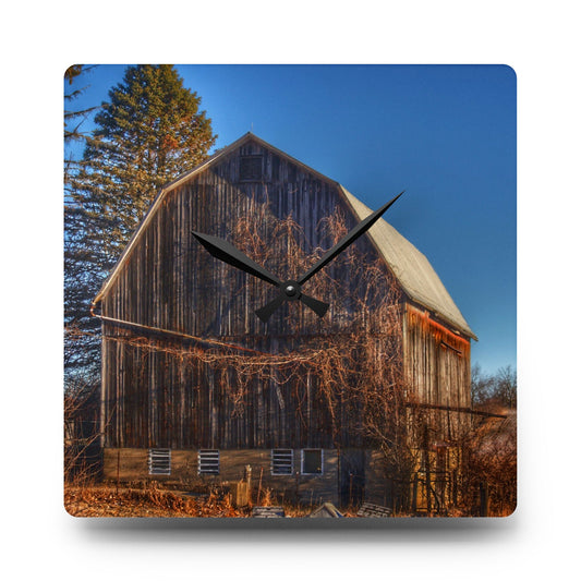 Newark Road Brown Beauty Rustic Farmhouse Acrylic Analog Wall Clock 10.75'' × 10.75'' (Square)