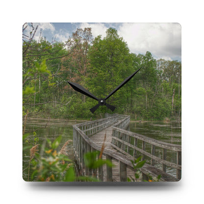 U R There Photography Linear Park Bridge in Lapeer I Rustic Farmhouse Acrylic Analog Wall Clock