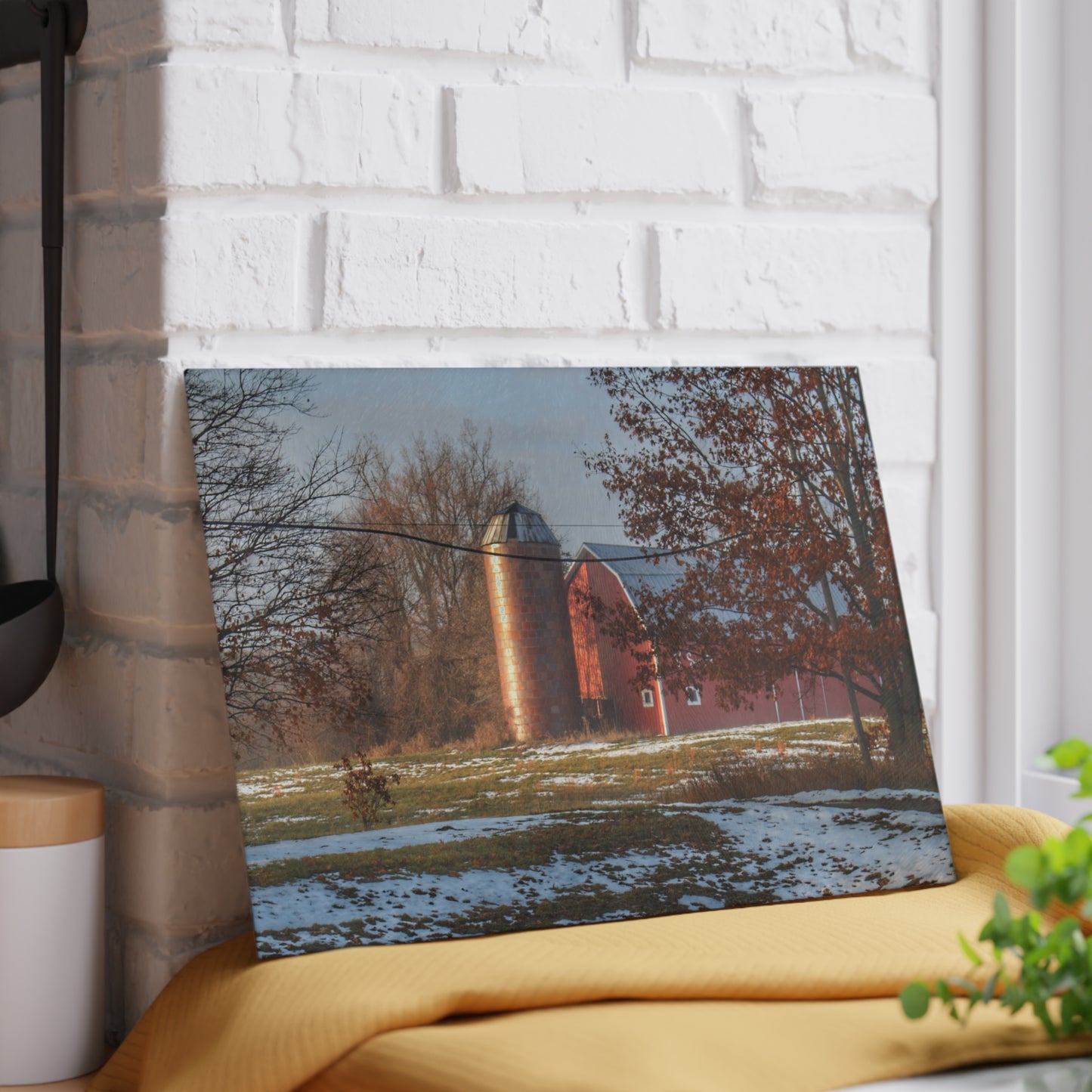 U R There Photography Vienna Road Red Rustic Farmhouse Tempered-Glass Cutting Board