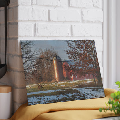 U R There Photography Vienna Road Red Rustic Farmhouse Tempered-Glass Cutting Board