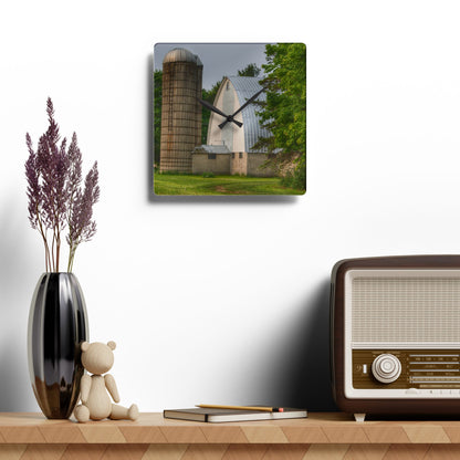 U R There Photography Carpenter Road White I Rustic Farmhouse Acrylic Analog Wall Clock