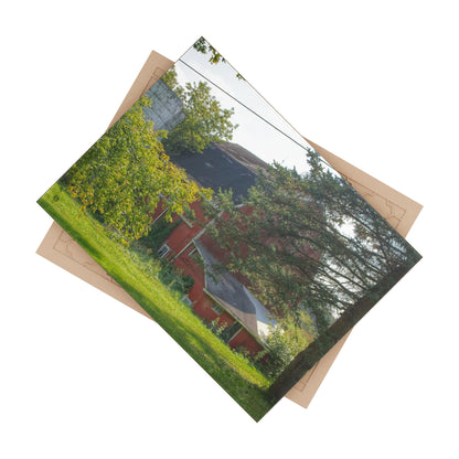 U R There Photography Grey Road Red Rustic Farmhouse Decorative Ceramic Tile