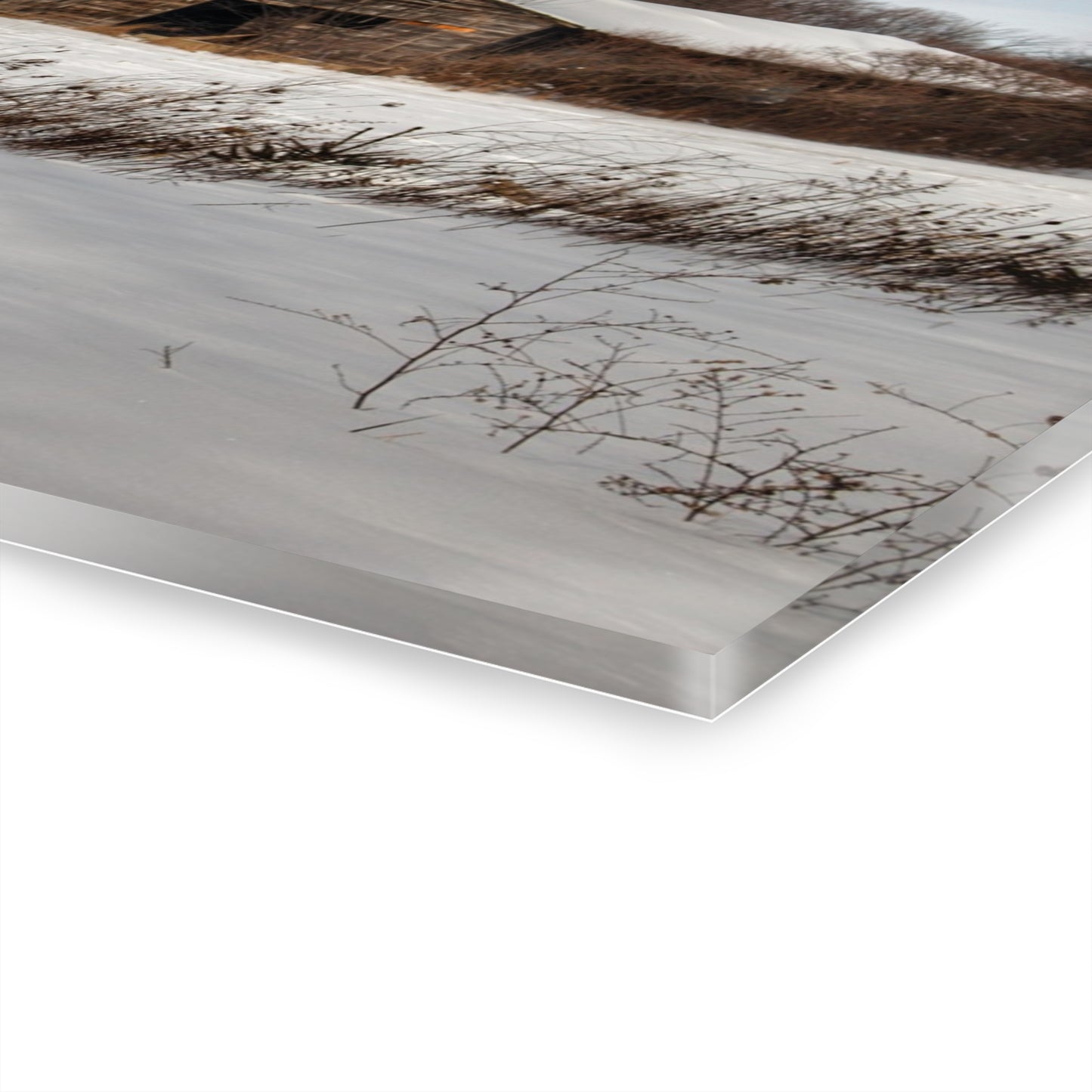 U R There Photography Frozen Grey Shack of Kingston Rustic Farmhouse Acrylic Wall Print